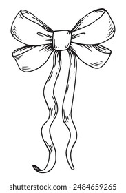 Ilustración vectorial en estilo sketch. lazo, cinta de seda. símbolo de la lucha contra el cáncer de mama, feminidad
