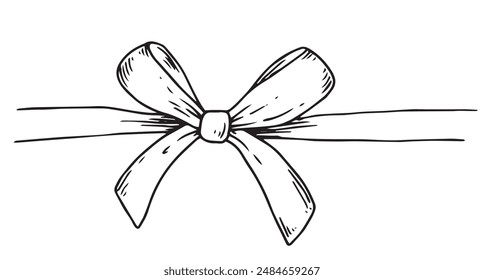 vector illustration in sketch style. bow, silk ribbon. symbol of the fight against breast cancer, femininity