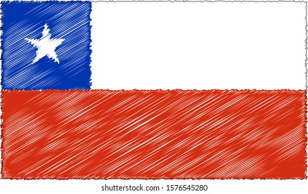 Vector Illustration of Sketch Style Chile Flag