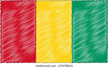 Vector Illustration of Sketch Style Guinea Flag