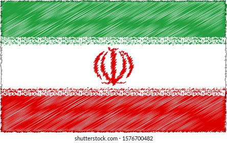 Vector Illustration of Sketch Style Iran Flag