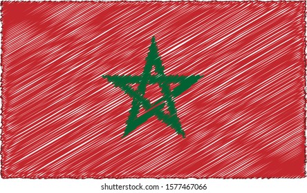 Vector Illustration of Sketch Style Morocco Flag