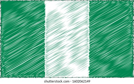 Vector Illustration of Sketch Style Nigeria Flag
