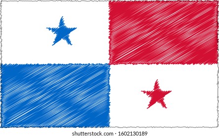 Vector Illustration of Sketch Style Panama Flag