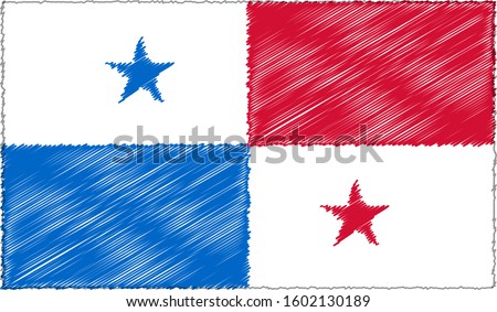 Vector Illustration of Sketch Style Panama Flag