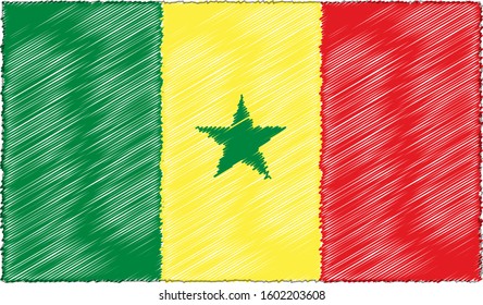 Vector Illustration of Sketch Style Senegal Flag