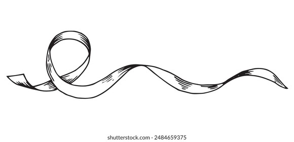 vector illustration in sketch style. silk ribbon. symbol of the fight against breast cancer, femininity