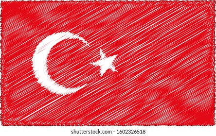 Vector Illustration of Sketch Style Turkey Flag