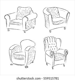 Vector illustration. Sketch stylish classic chairs.
