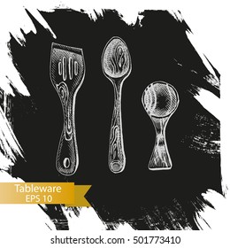 Vector illustration sketch - tableware
dinnerware
table setting, wooden kitchenware