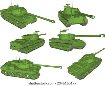 Esbozo de la ilustración de los vectores de los equipos de combate de tanques con cañones largos