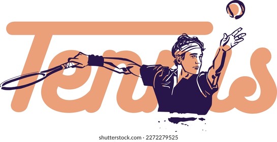 vector illustration sketch of the tennis male player with tennis ball