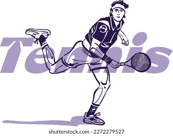 vector illustration sketch of the tennis male player with tennis ball