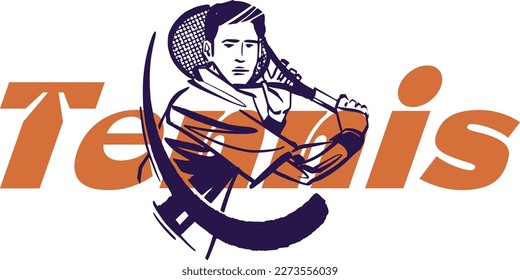 dibujo ilustrativo vectorial del jugador masculino de tenis con pelota de tenis