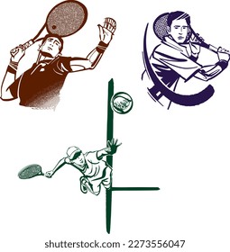 vector illustration sketch of the tennis male player with tennis ball