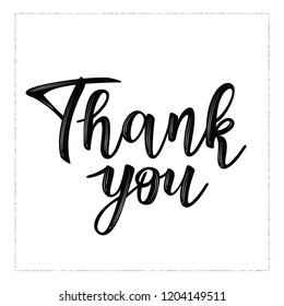 Vector illustration of a sketch 'Thank you' text with a gold frame. Can be used for cards, flyers, posters, t-shirts.