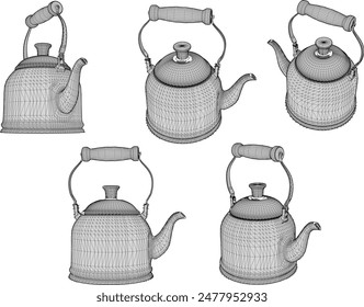 Vector illustration sketch of traditional old teapot for cooking water