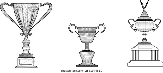 vector illustration of a sketch of a trophy for the competition winner as a form of appreciation
