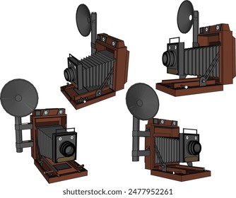 Vector illustration sketch of vintage classic old video camera design drawing