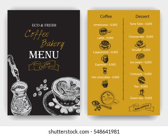 Vector illustration sketch - Vintage Menu. coffee and bakery.