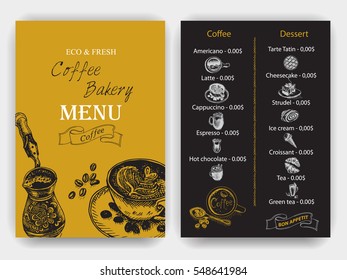 Vector illustration sketch - Vintage Menu. coffee and bakery.