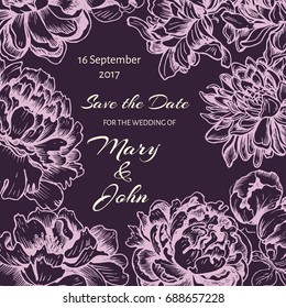 Vector illustration sketch - wedding invitation card.
