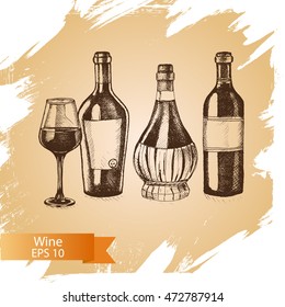 Vector illustration sketch wine.