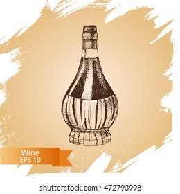 Vector illustration sketch a wine bottle.