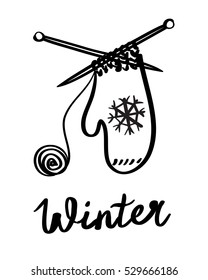 Vector illustration of a sketch winter mittens