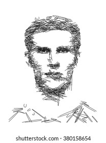 Vector illustration sketch of a young man's face