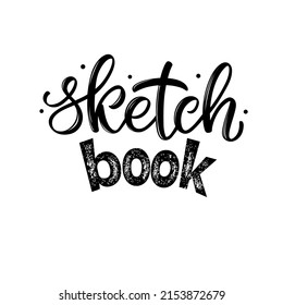 Vector illustration of Sketchbook text for logotype, label, cover, banner, magazine, poster, decoration, postcard. Sketchbook calligraphy background. Sketchbook lettering.