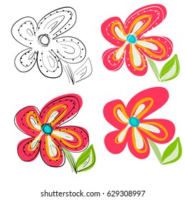 vector illustration of a sketched flower.
