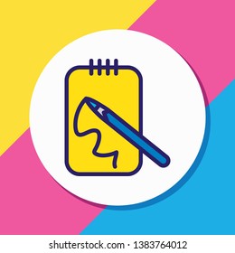 Vector illustration of sketching icon colored line. Beautiful activities element also can be used as notepad icon element.