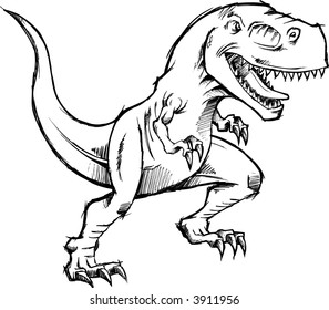 Vector Illustration of a Sketchy T-Rex Dinosaur