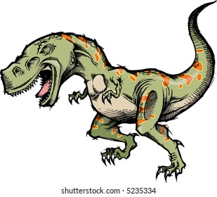 Vector Illustration of a Sketchy T-Rex Dinosaur