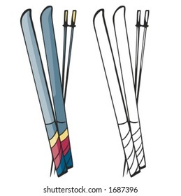 Vector illustration of a ski.