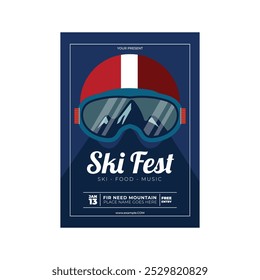 Vector illustration of ski fest flyer poster template design