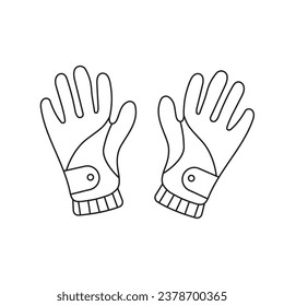Ilustración vectorial de los guantes de esquí. Aislado sobre fondo blanco.