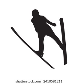 Vector Illustration of Ski Jumping Silhouette