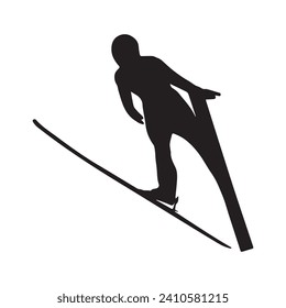 Vector Illustration of Ski Jumping Silhouette