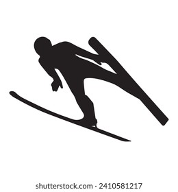 Vector Illustration of Ski Jumping Silhouette