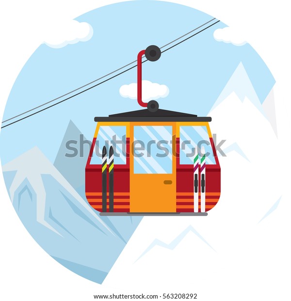 vector illustration of a ski lift cable car for\
the winter.