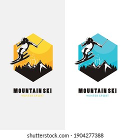 vector illustration of ski logo design,ski silhouette