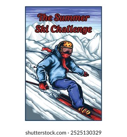 Vector Illustration of Ski Sports Flyer Poster Template Design