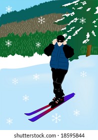 Vector illustration of the skier