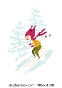 Vector illustration of a skier