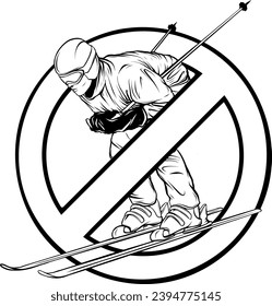 vector illustration of skier outline