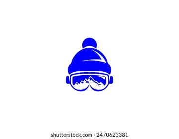 Vector illustration of a skier's cap with goggles