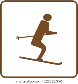 Vector illustration of skiers. Sports men and women in the ski resort.