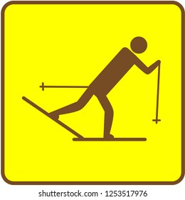 Vector illustration of skiers. Sports men and women in the ski resort.